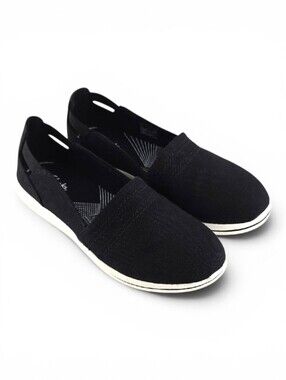 Clarks Cloudsteppers Women's Breeze Step Black Canvas Slip On Flats Size 7M
